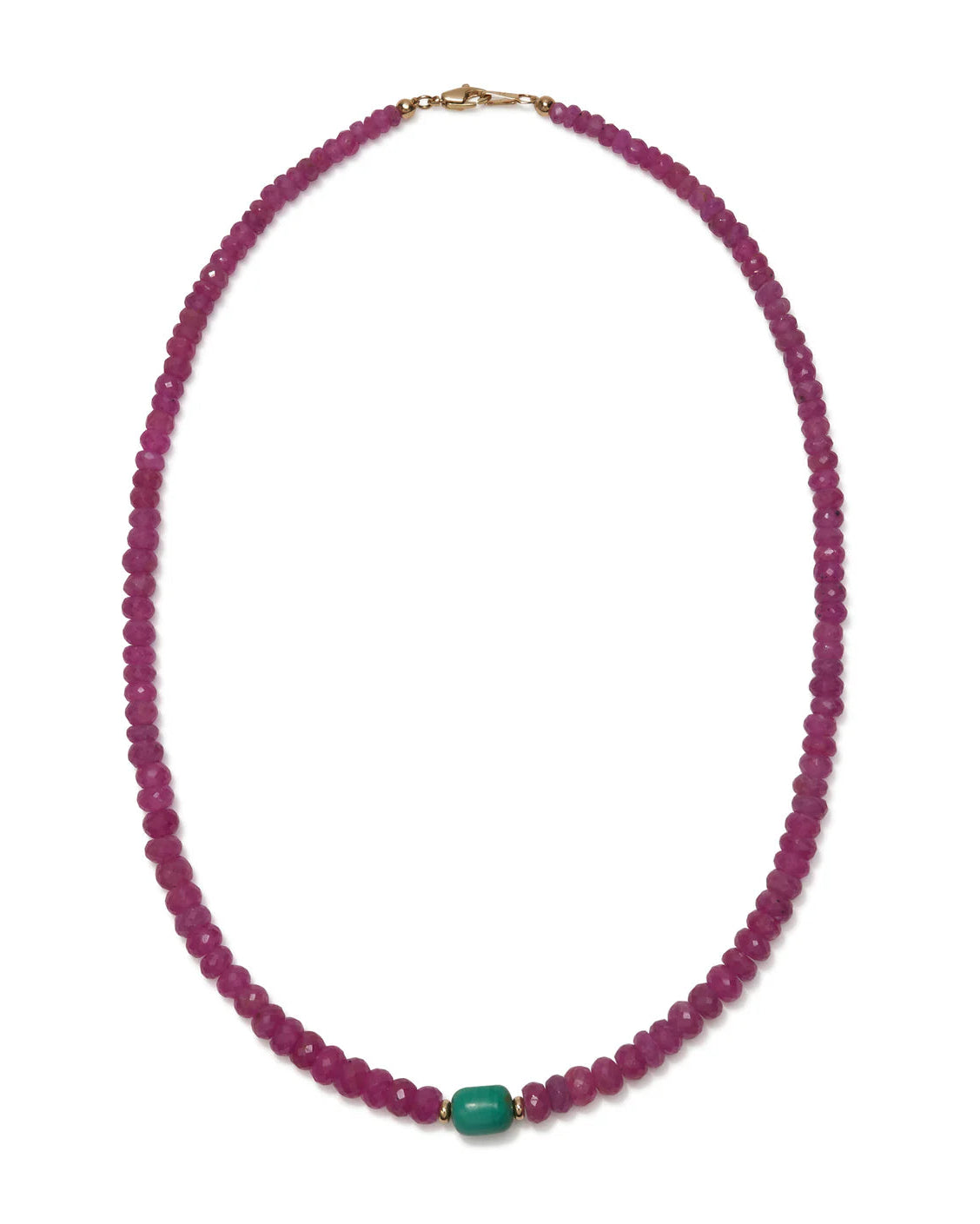 Pink Sapphire, Turquoise & 14k Gold Necklace
