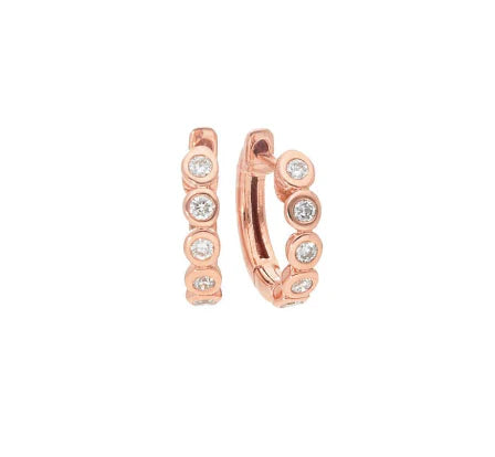Bezel Set Diamond Huggies - Pair