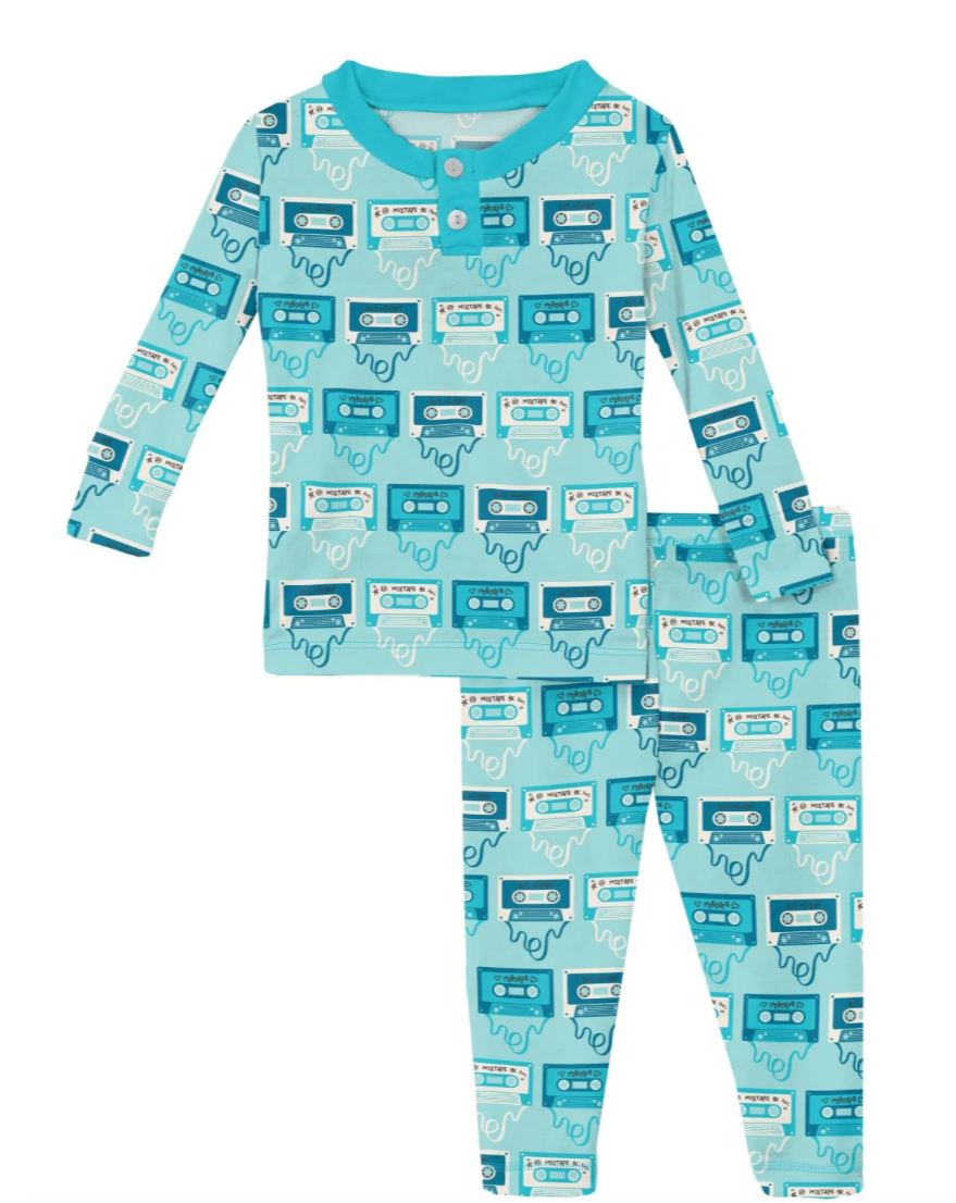 Print Long Sleeve Pajama Set - Summer Sky Mixtape