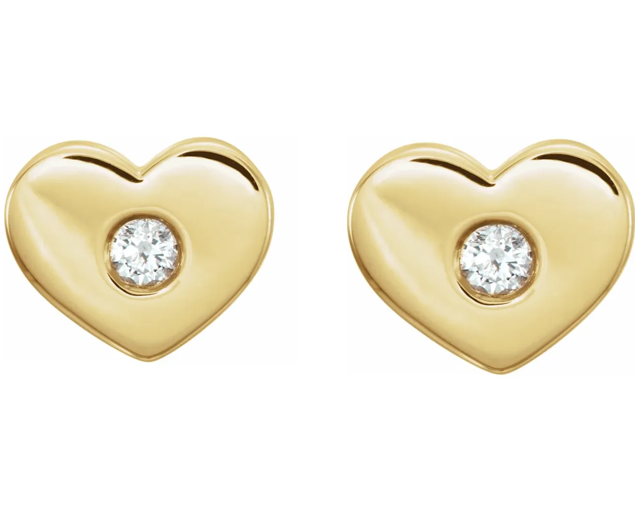 Heart Studs with Diamond - Single