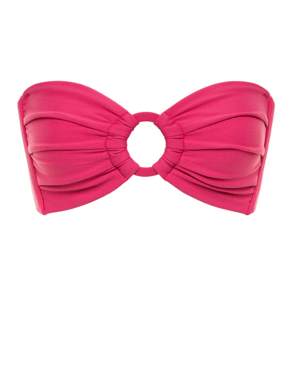 Raspberry Tori Ties Bandeau Bikini Top