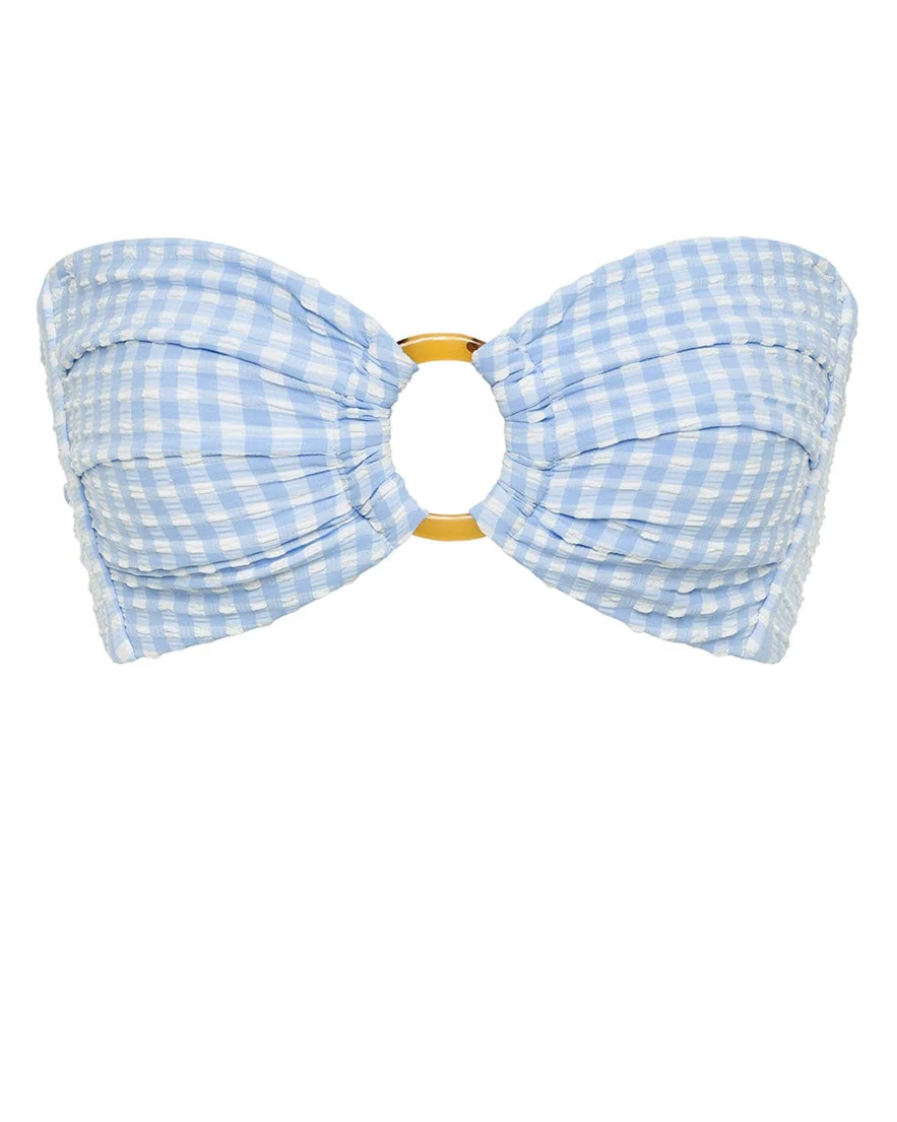 Peri Micro Gingham Tori Ties Bandeau Bikini Top