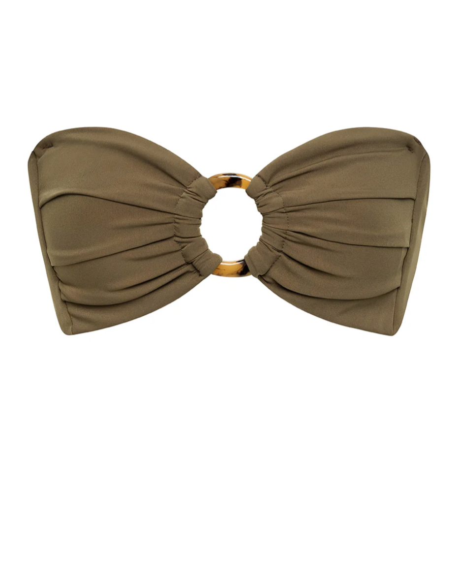 Khaki Tori Ties Bandeau Bikini Top