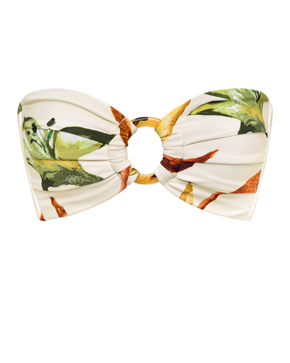 Rooted floral Tori Ties Bandeau Bikini Top