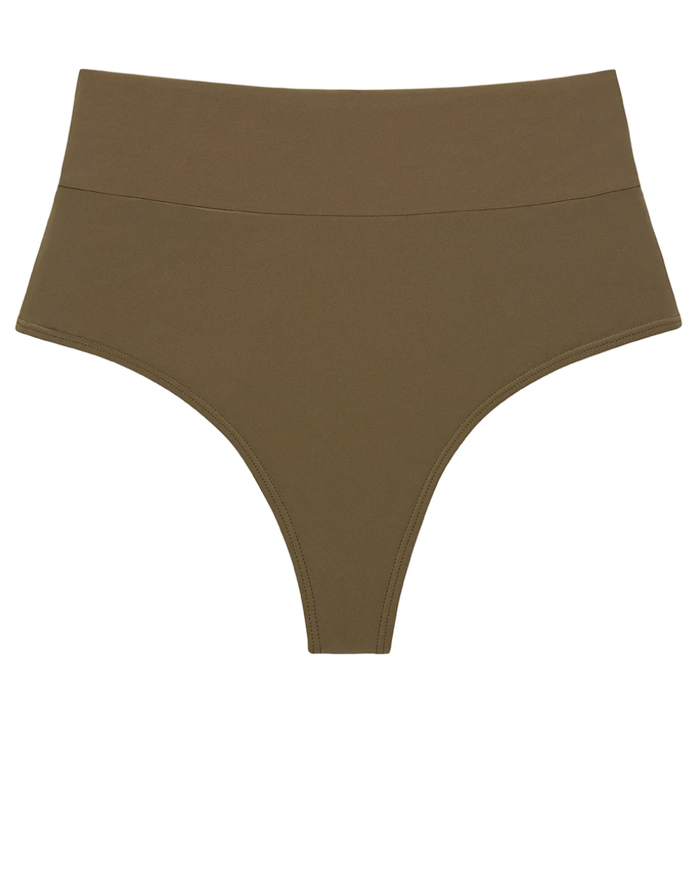 Khaki Added Coverage High Rise Bikini Bottom