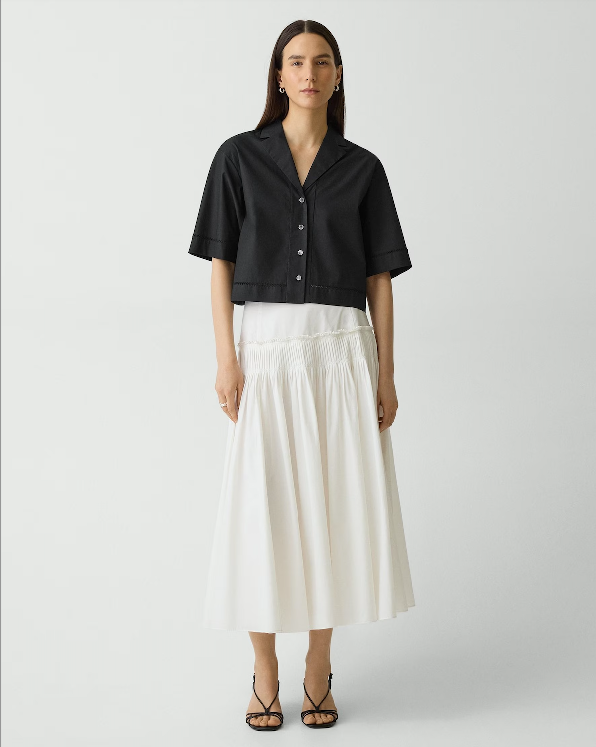 Boxy Camp Shirt in City Poplin - Black