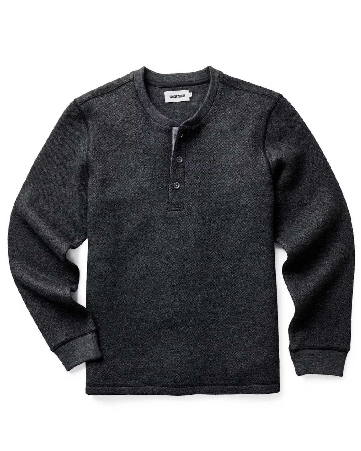 The Evans Henley - Charcoal Birdseye Wool