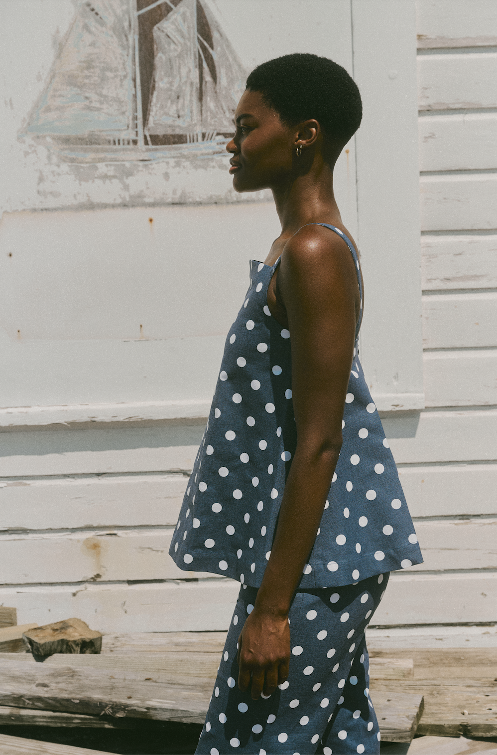 A-Line Top - Navy Dot