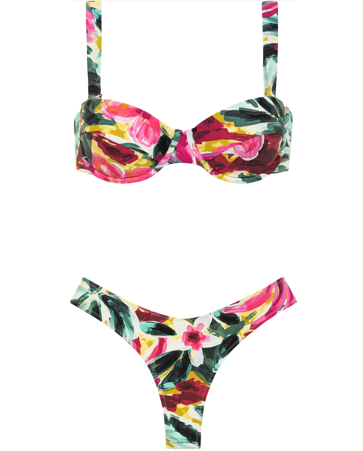 Isla Floral Bustier Bikini Top and Added Coverage Lulu (Zig-Zag Stitch) Bikini Bottom Set