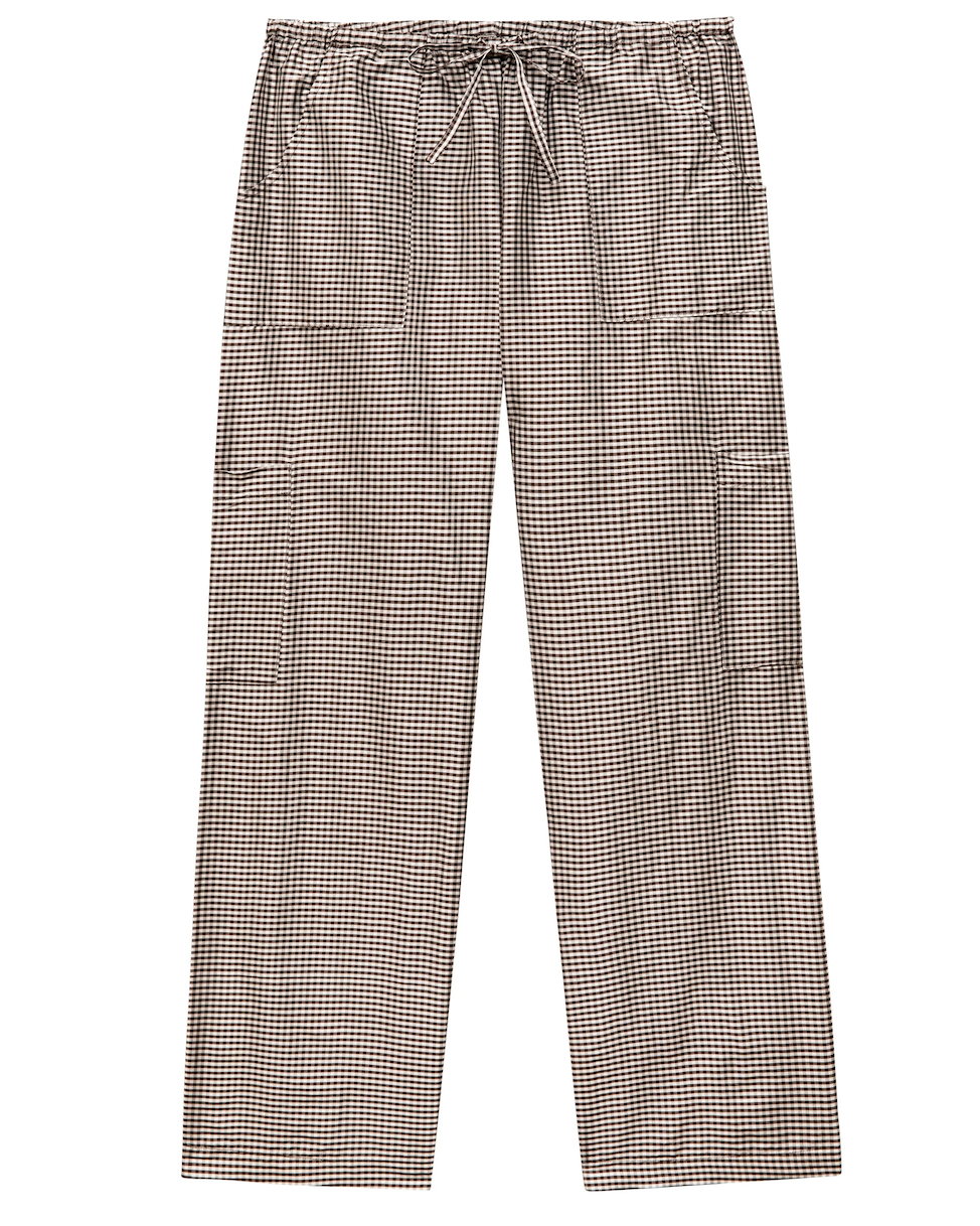 The Taffeta Gingham Drawstring Cargo Pant - Espresso