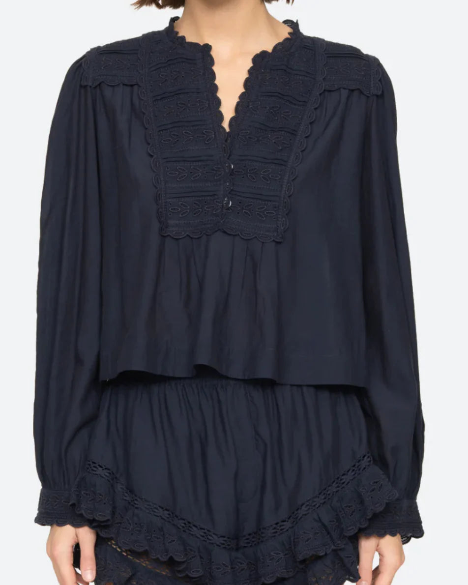 Eliza L/S Top - Navy