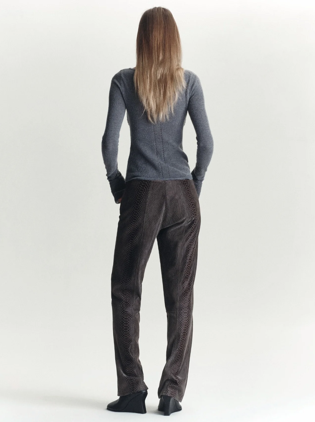 Amelia Pointelle Top - Melange Gray