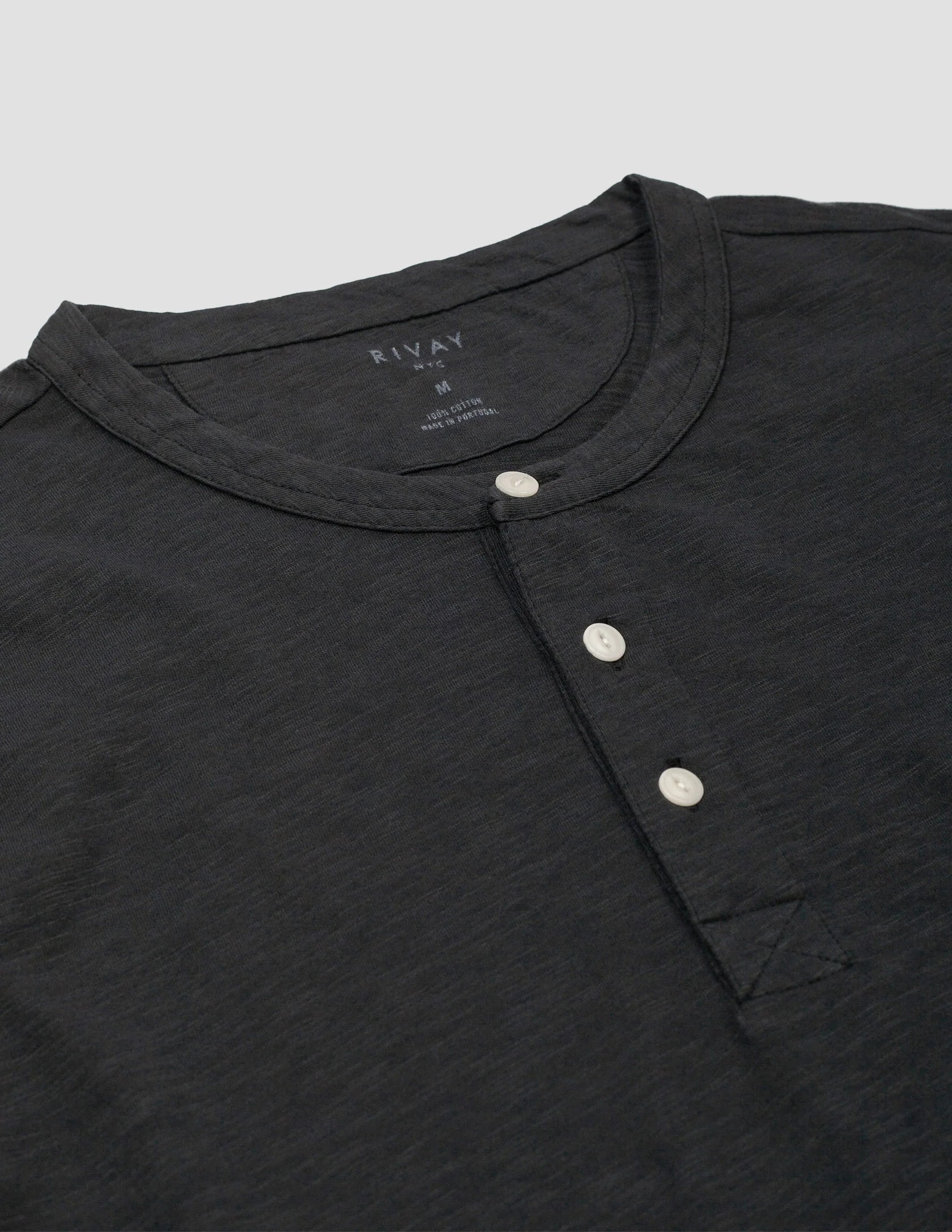 Slub Cotton Henley - Black