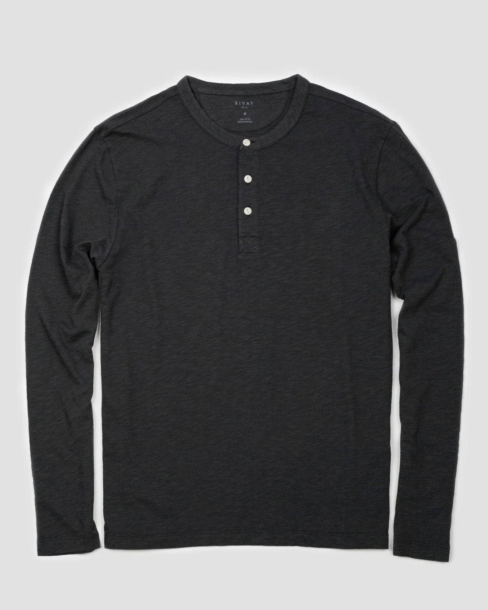Slub Cotton Henley - Black