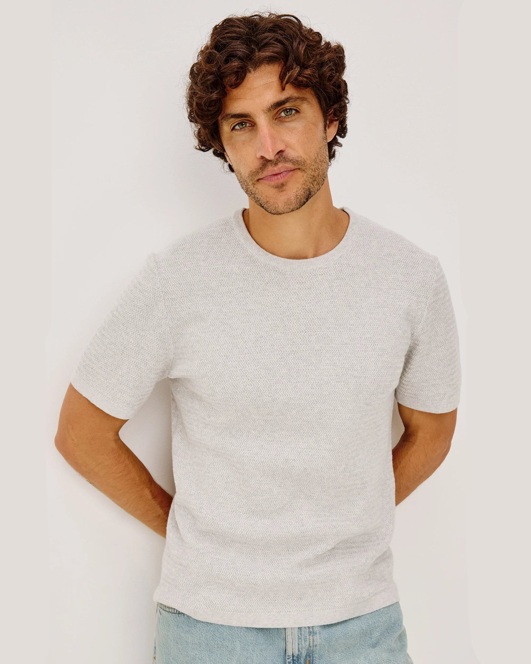 Theo Short Sleeve Sweater - Heather Grey