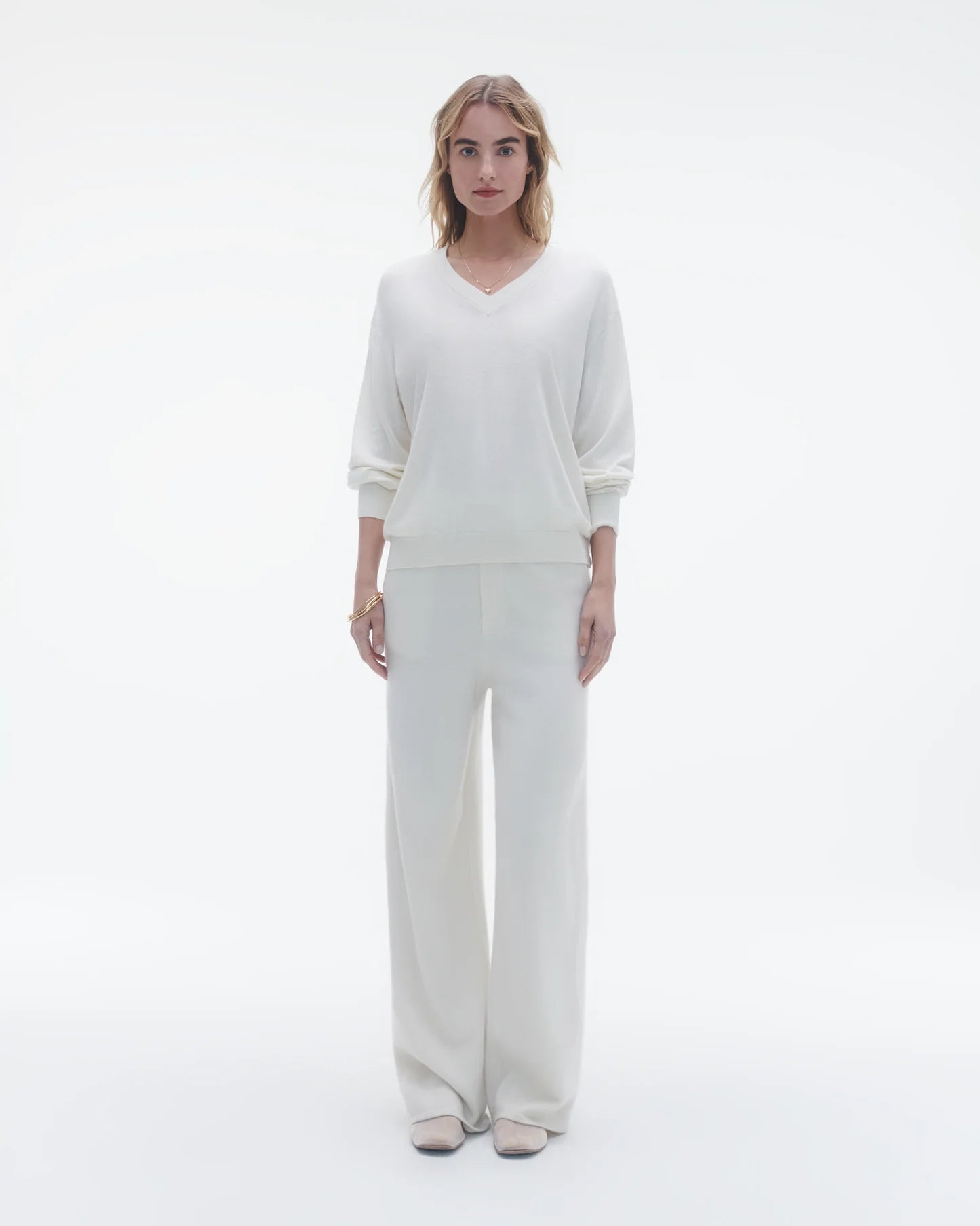 The V in Silk/Linen - Cream