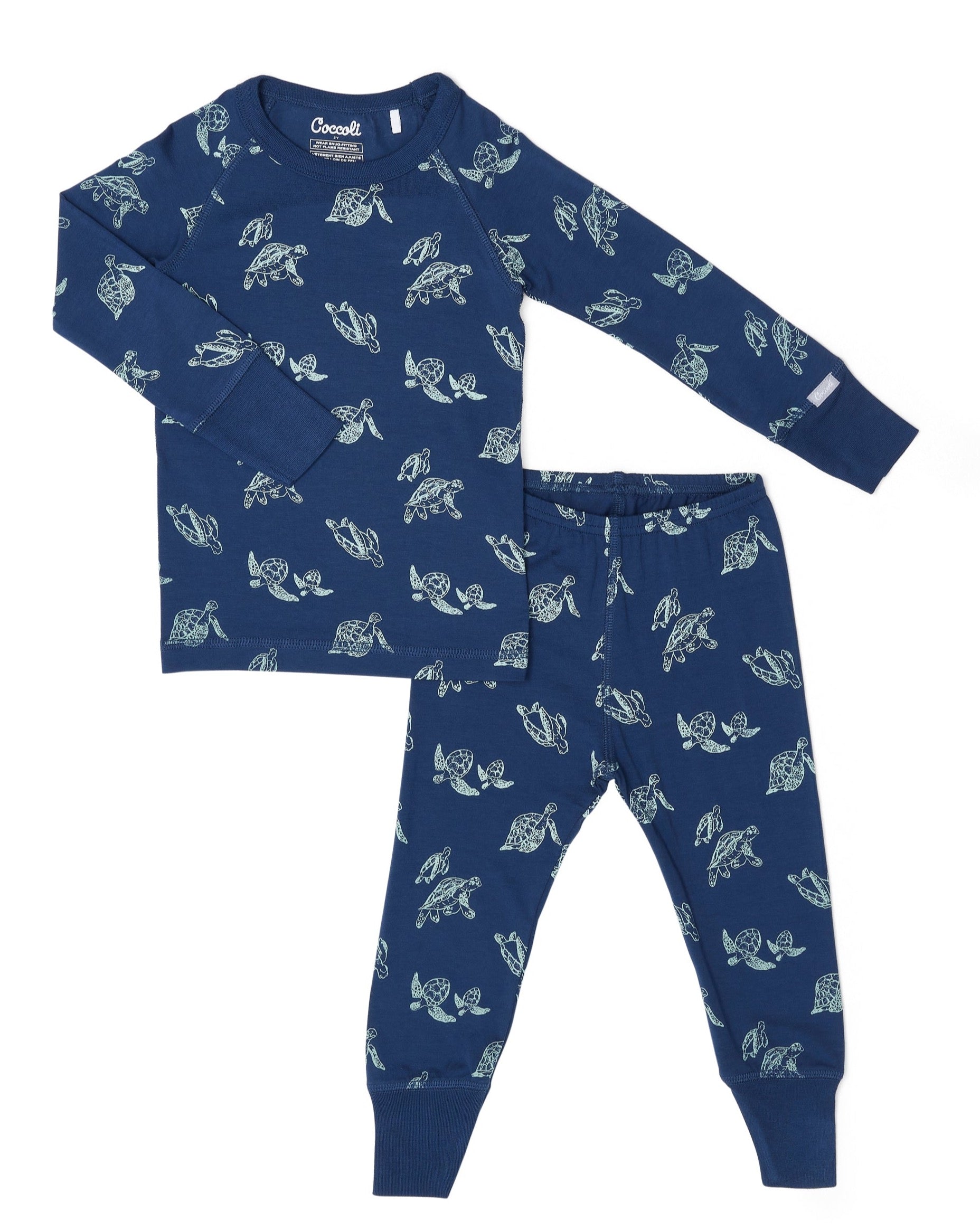 Cotton Modal Long Sleeve Pyjama - Turtles on Marine