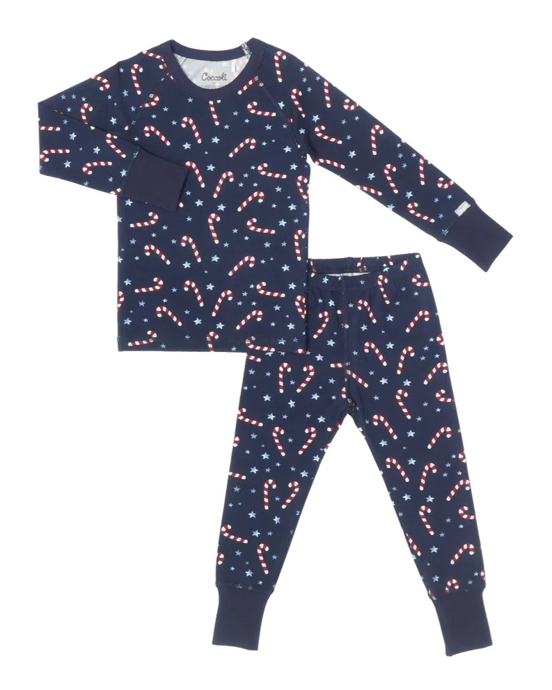 Modal Long Sleeve Pyjama - Dark Blue Candies