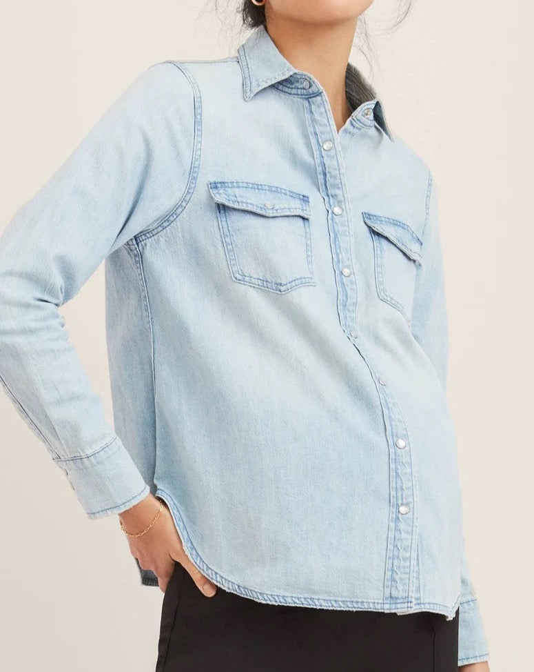 The Denim Maternity Shirt - Light Wash