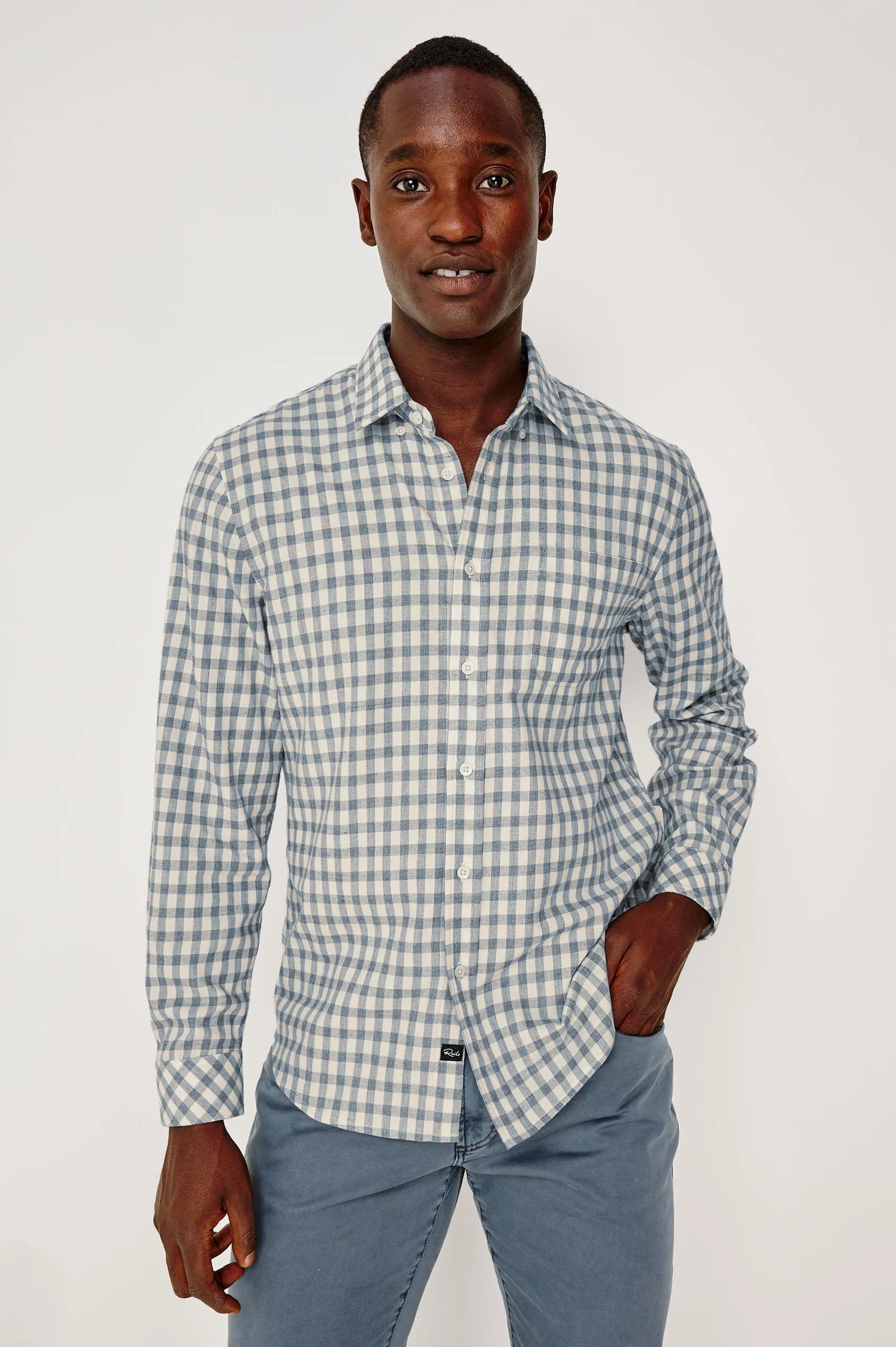 Vance Shirt - Bone Navy Check