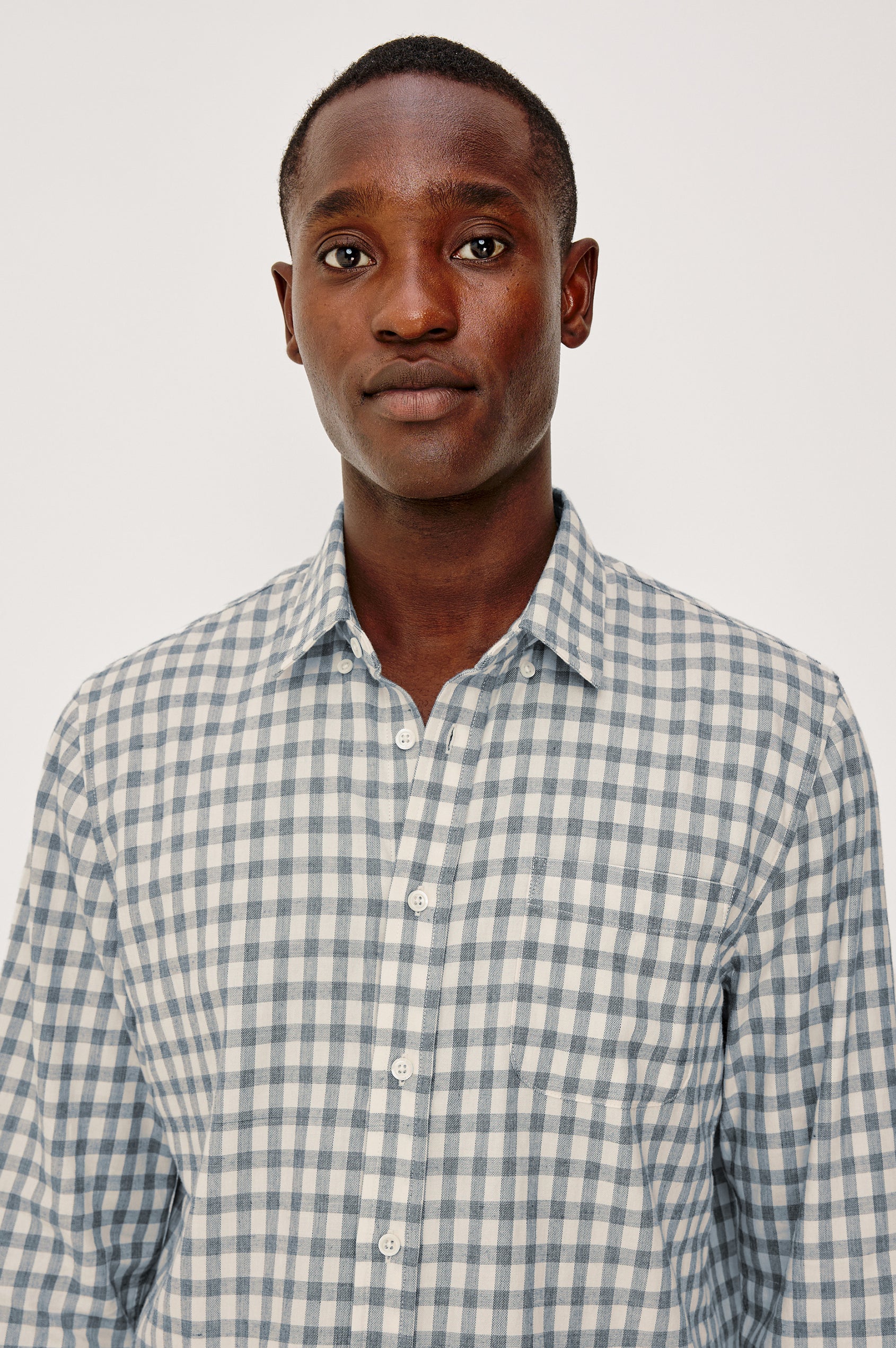 Vance Shirt - Bone Navy Check