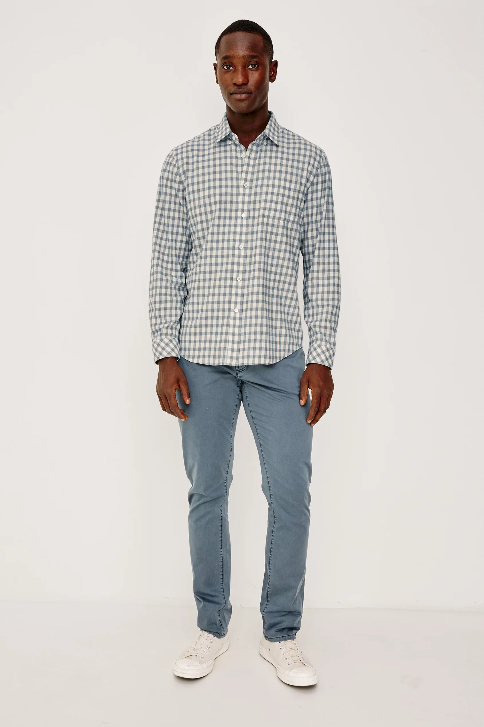 Vance Shirt - Bone Navy Check