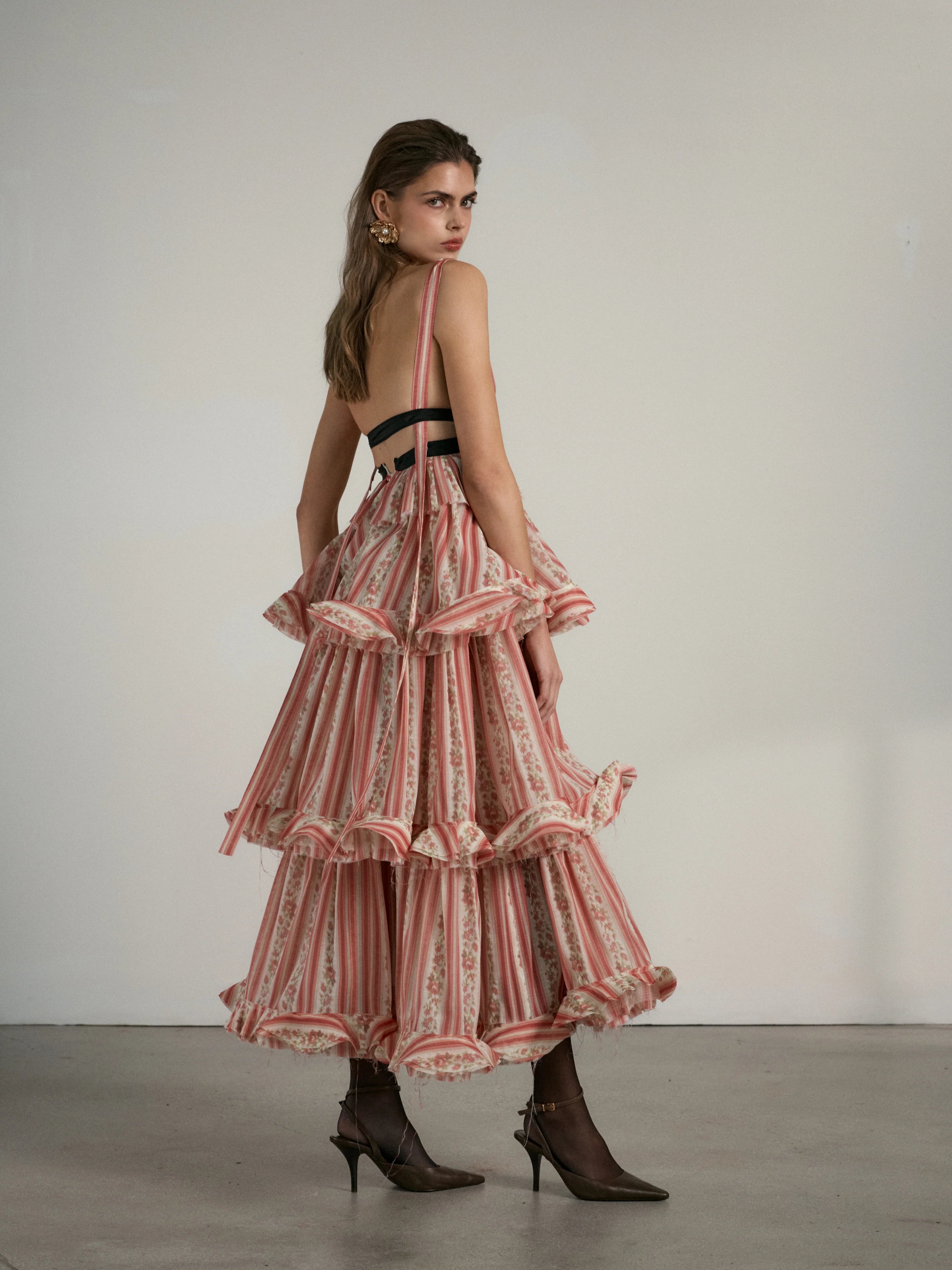 The Valencia Dress - Red Floral Stripe