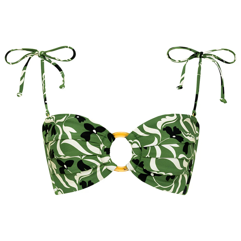 Veronica Floral Tori Ties Bandeau Bikini Top