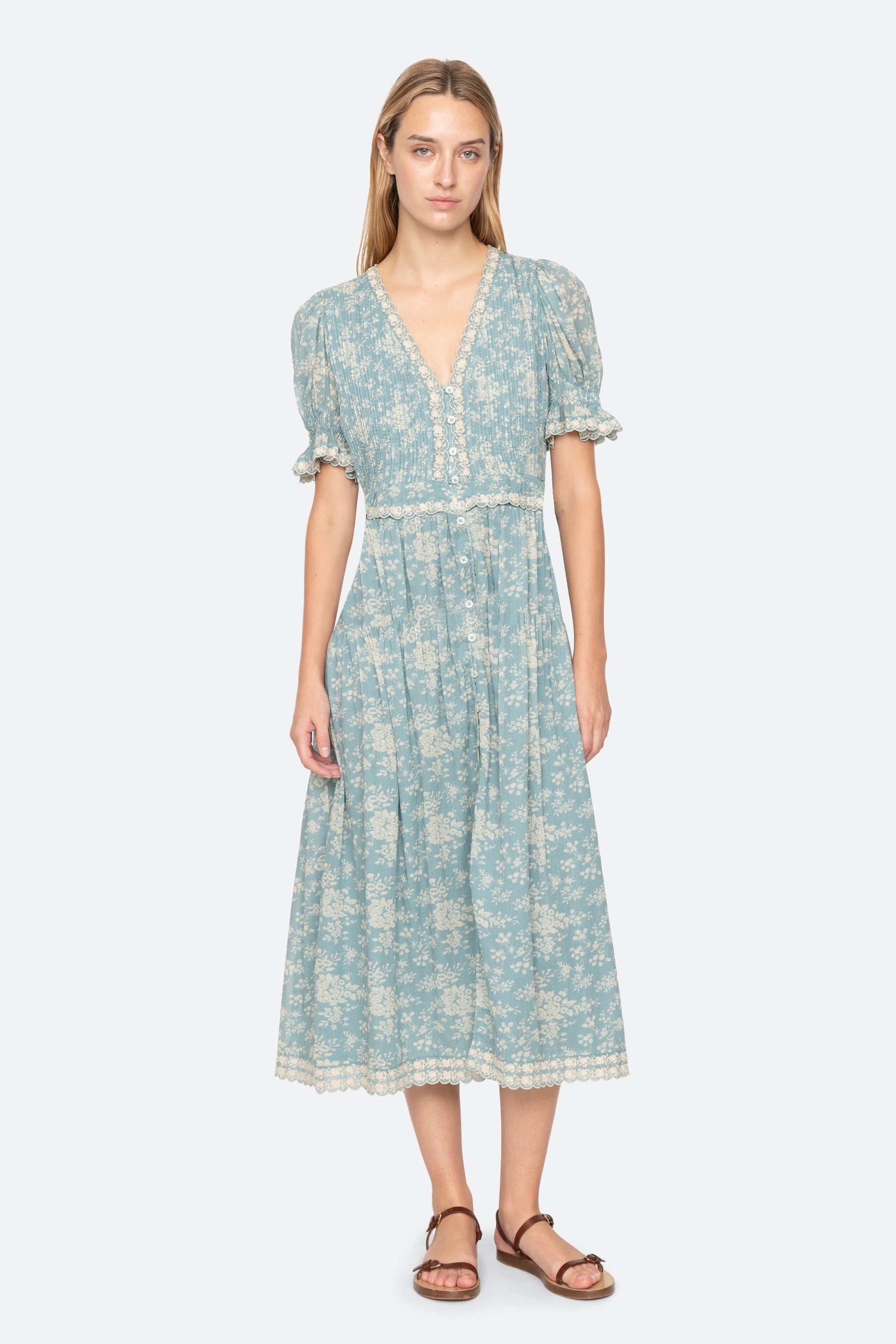 Kirsten Print Long Dress - Sky