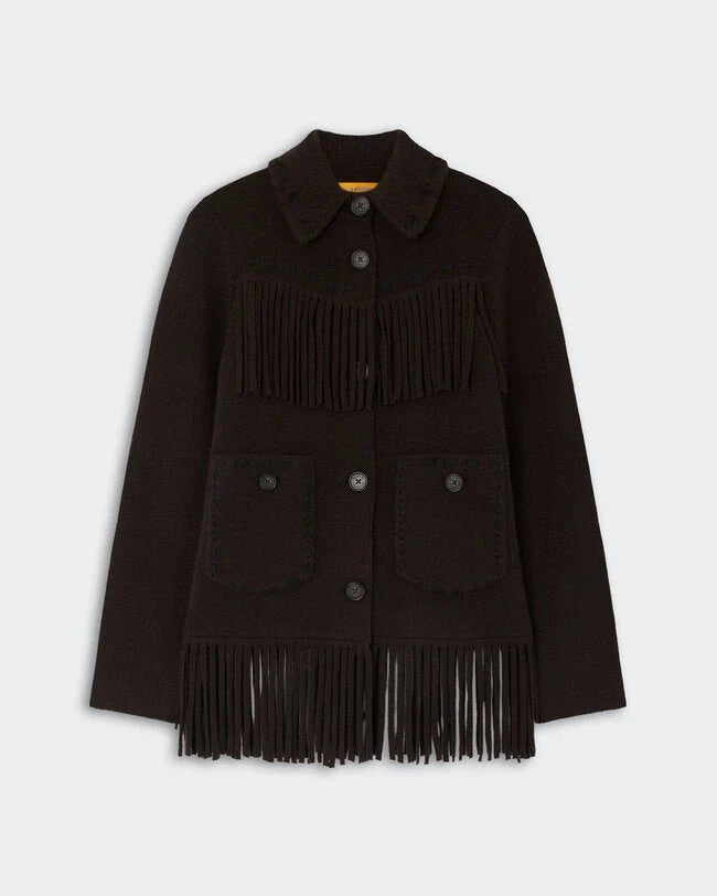 Western Fringe Jacket - Burnt Cocoa