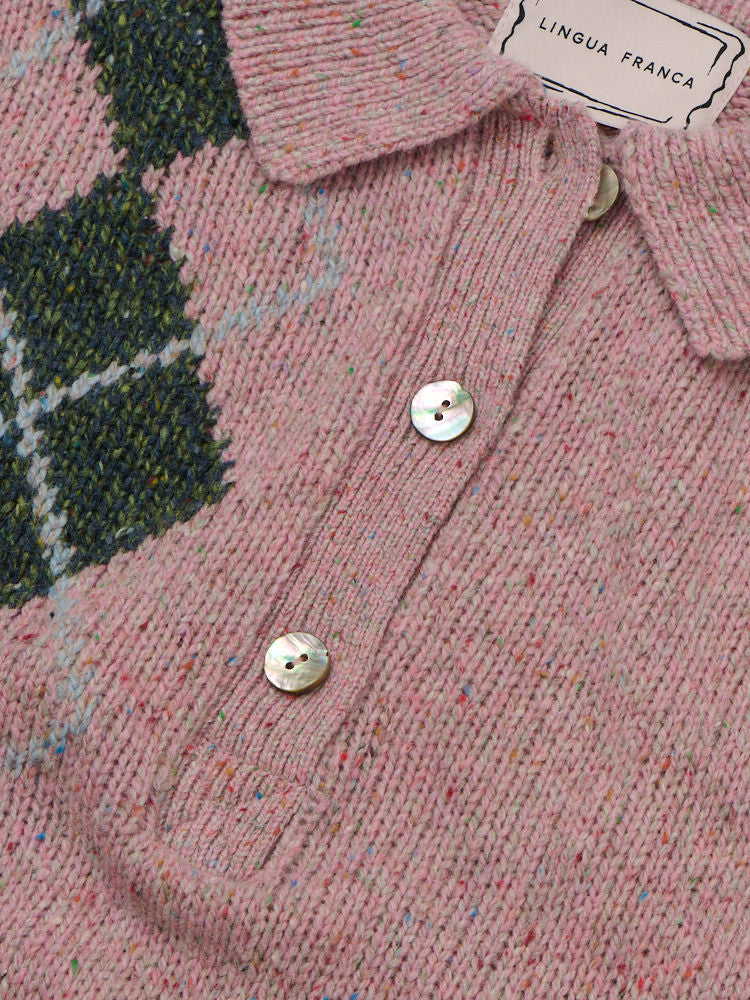 Lee Tweed Argyle Polo - Rose Garden