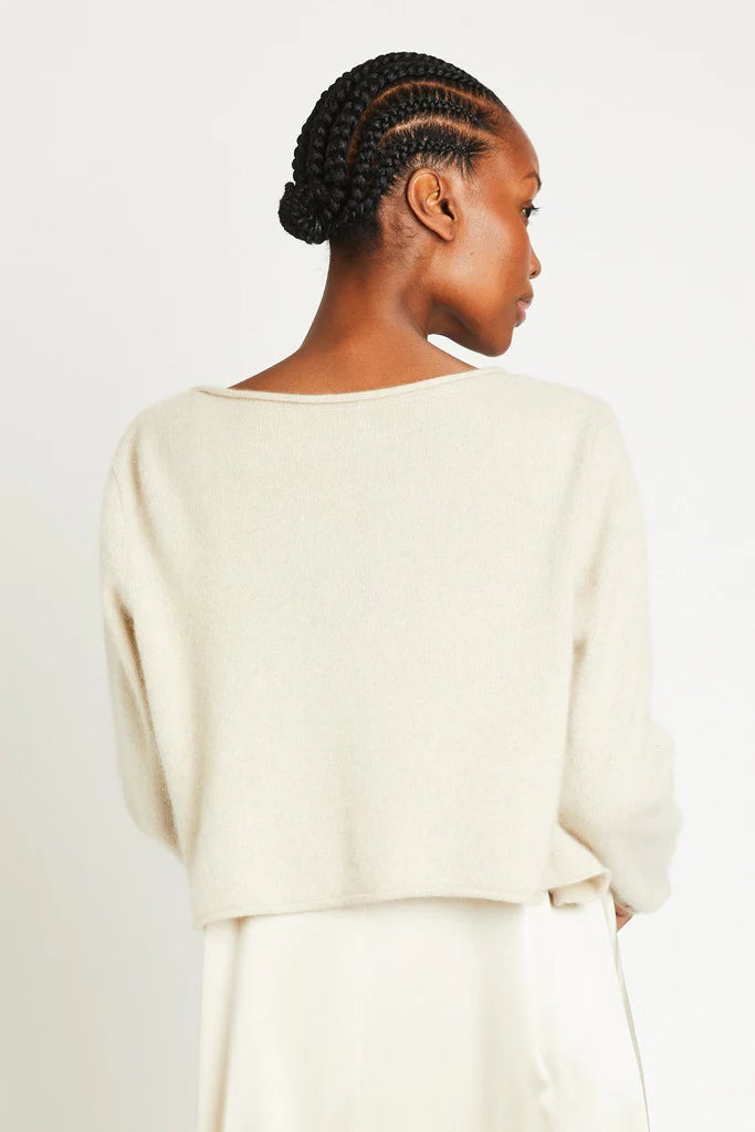 Katharine Cashmere Cropped Cardigan - Shell Beach
