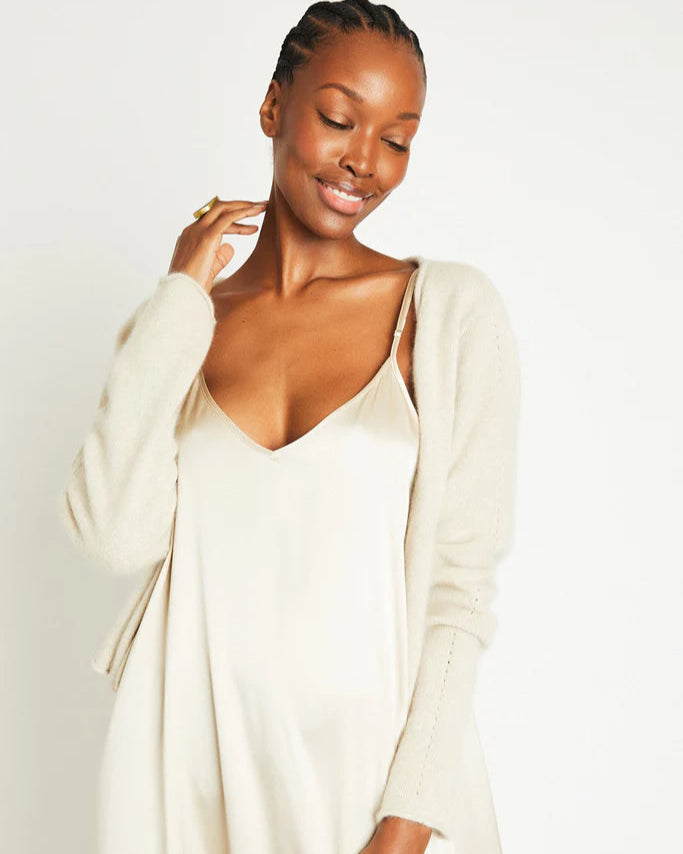 Katharine Cashmere Cropped Cardigan - Shell Beach