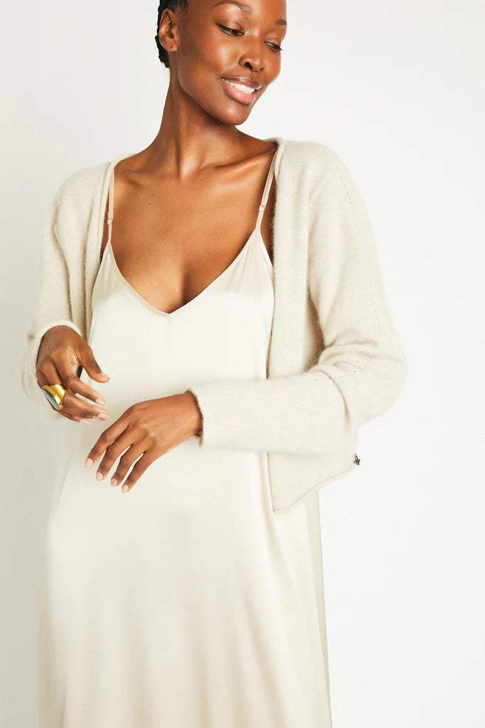 Katharine Cashmere Cropped Cardigan - Shell Beach