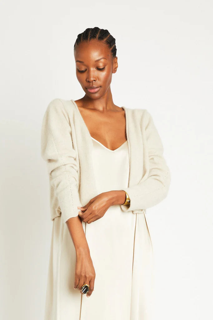 Katharine Cashmere Cropped Cardigan - Shell Beach
