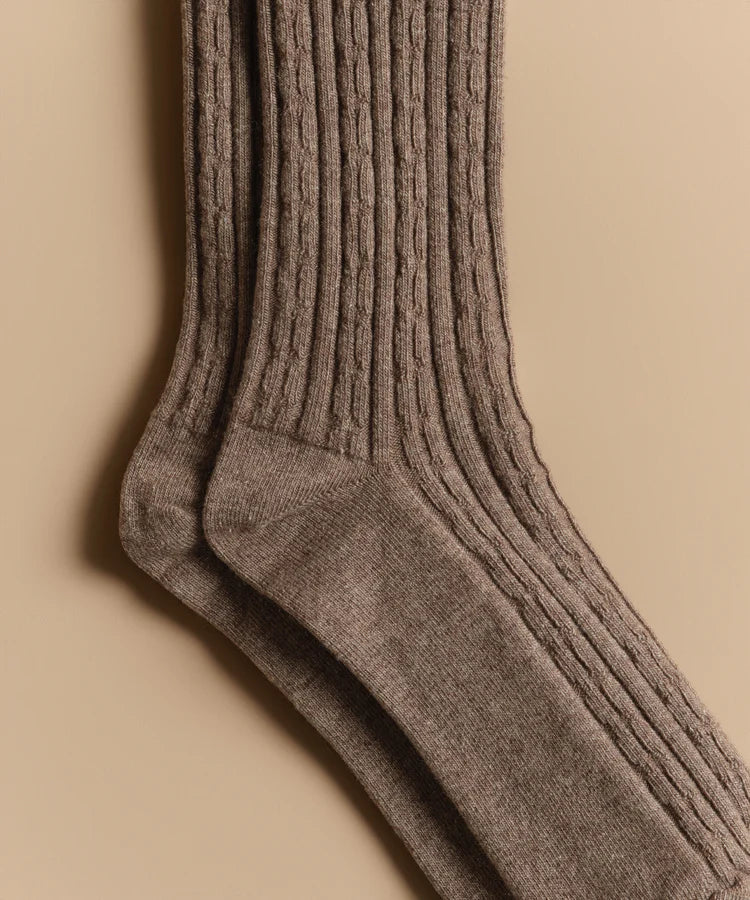 Cable Socks - Ash Heather