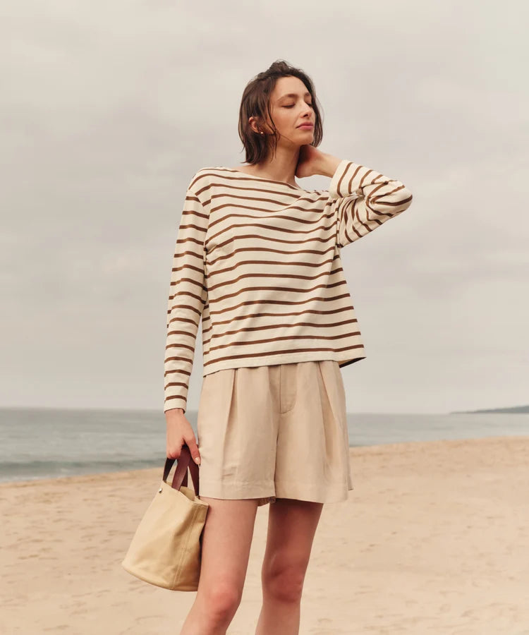 Claude Long-Sleeve Tee - Ivory/Hemp Stripe