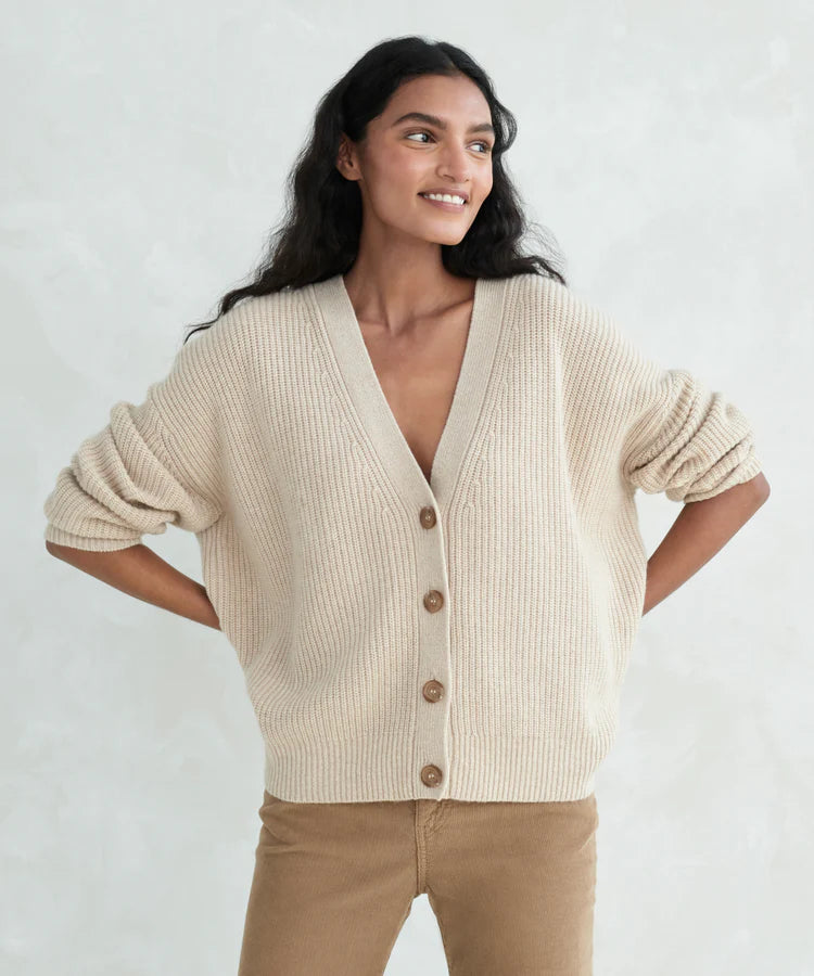 Cropped Cashmere Cocoon Cardigan - Oatmeal