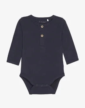 Long Sleeve Bodysuit & Ribbed Leggings Set - India Ink & Dusty Blue