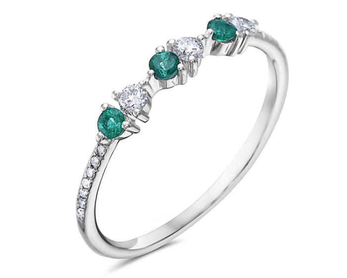 Emerald & Diamond Triplet Ring