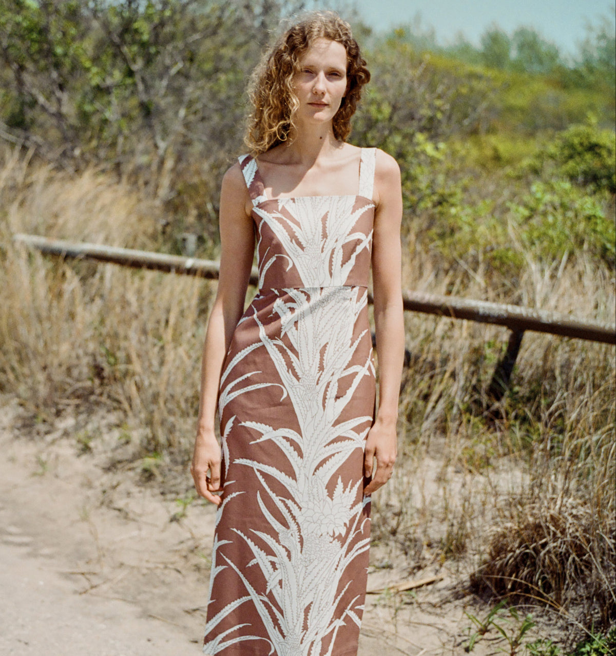 Long Slip Dress - Brown Pineapple