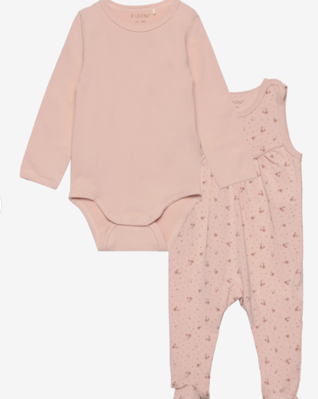 Bodysuit with Romper Set - Cameo Rose