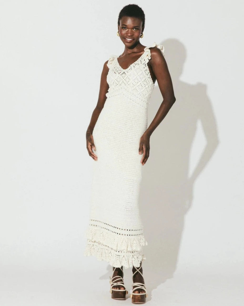 Janis Hand Crochet Dress - Ivory