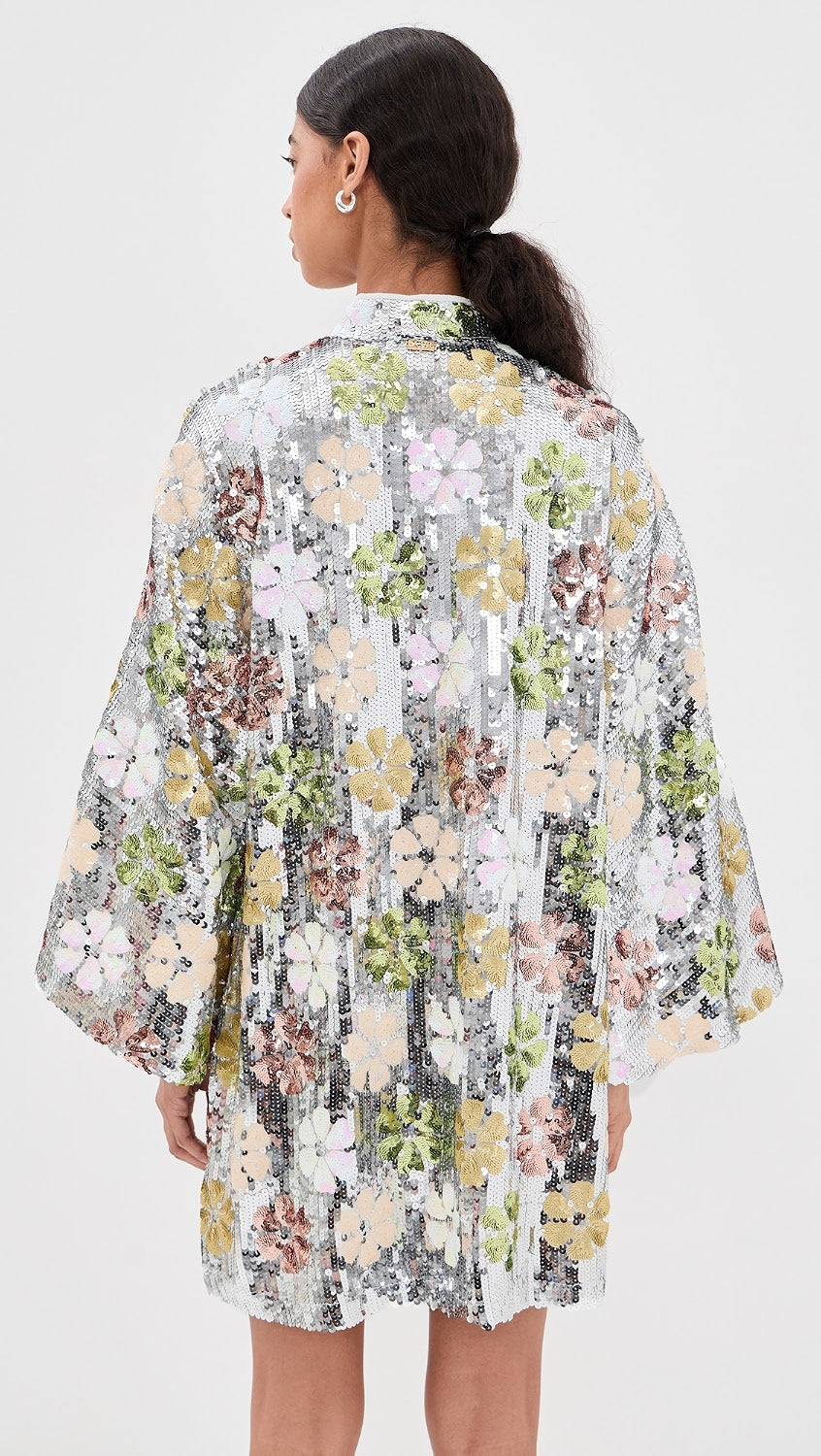 Mini Caftan - Silver Mod Flower Sequin