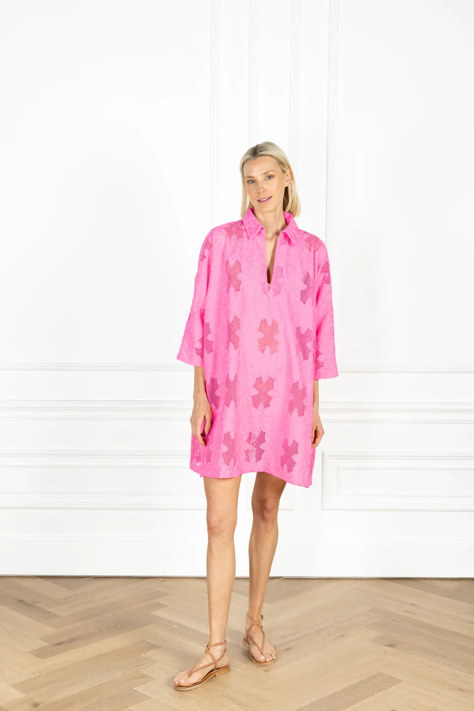 Cerise Grid Lace Mini Everyday Dress