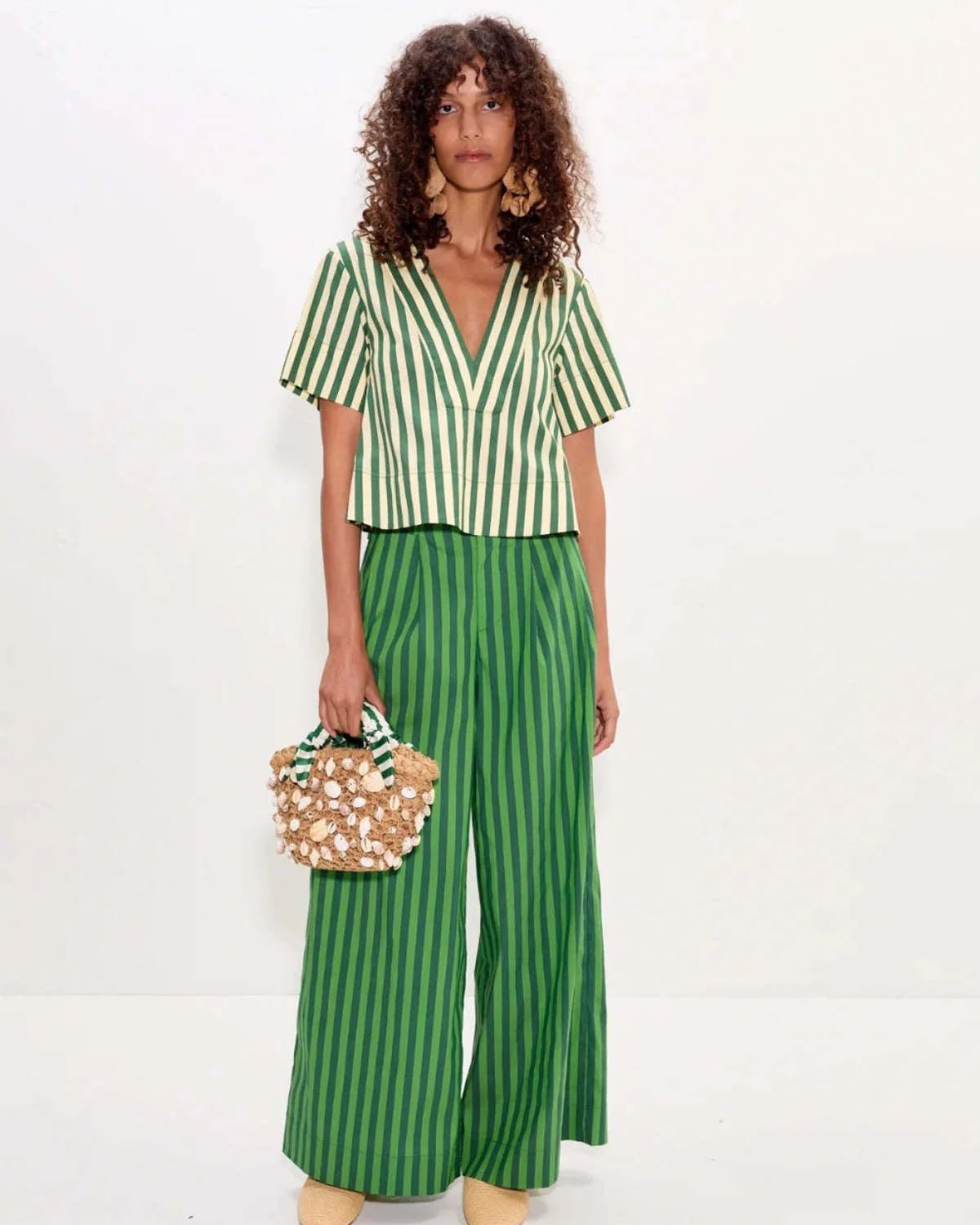 Mar Short Sleeve Top - Gummy Green/Ecru