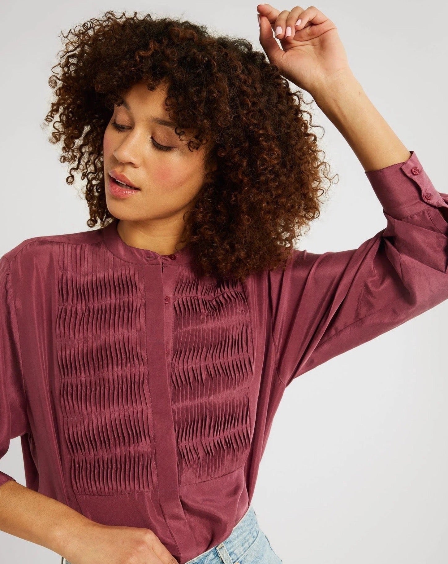 Keaton Top - Plum Washed Silk