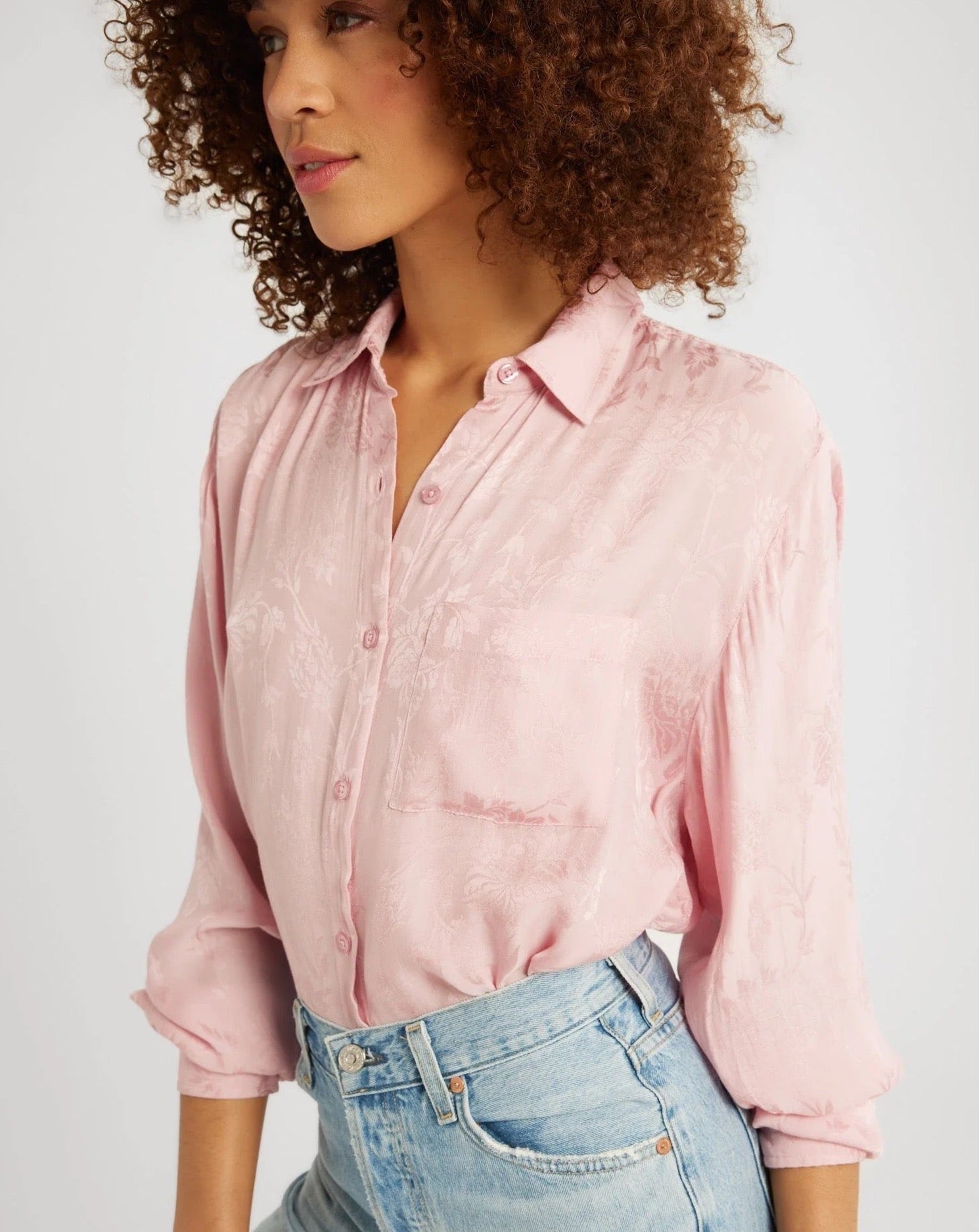 Sofia Top - Pink Jacquard