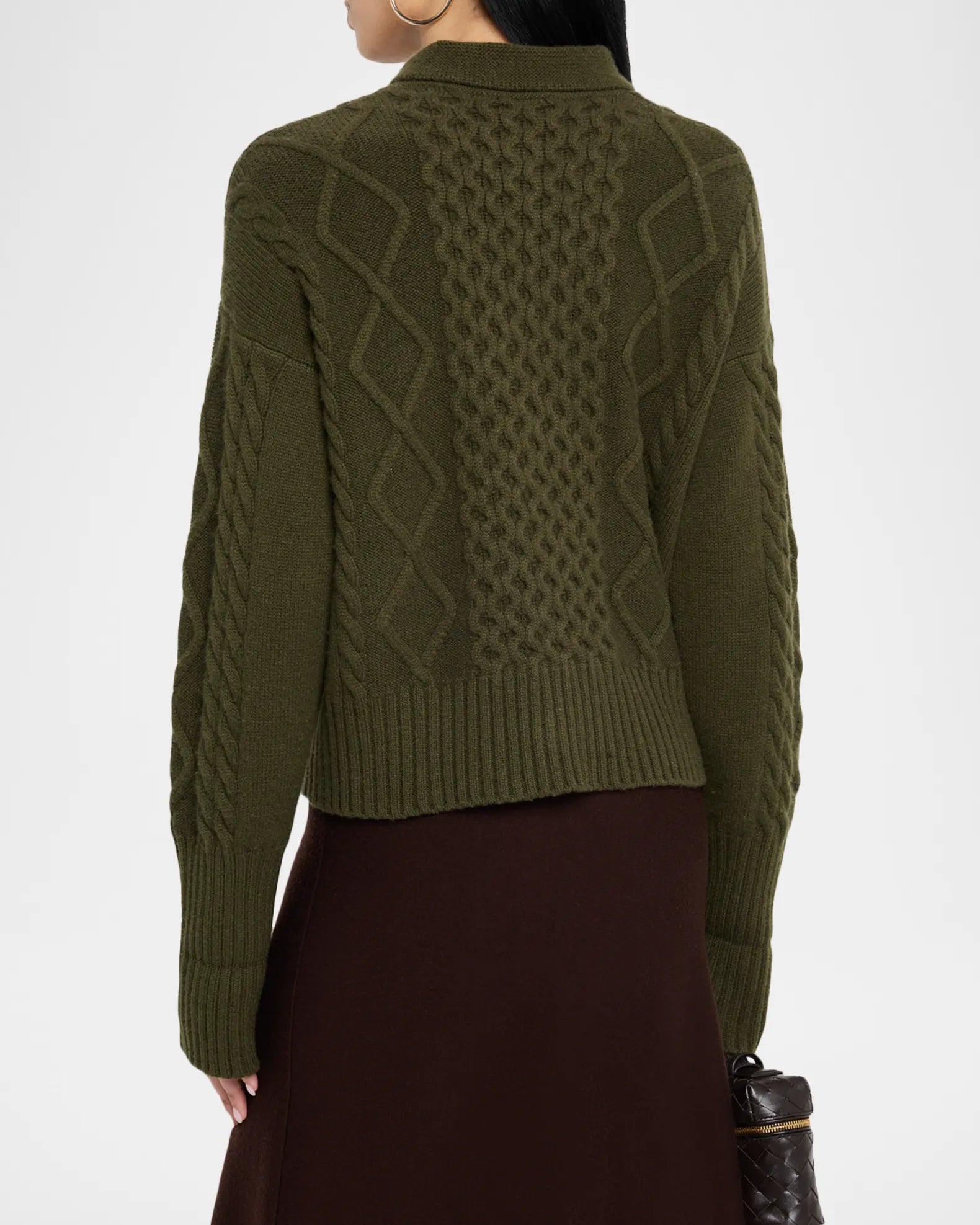 Columbia Cable-Knit Cashmere Cardigan - Dark Olive