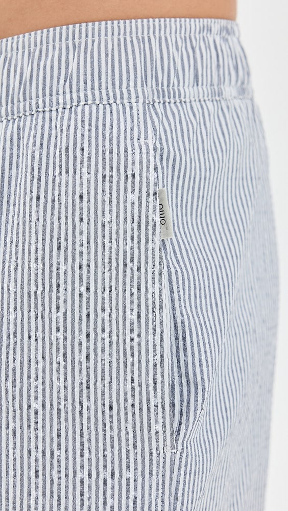 Charles 5" Swim Trunk - Seersucker Micro Stripe in  Deep Navy/White